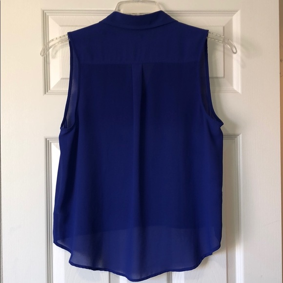 Cobalt blue button down sleeveless top - Picture 5 of 5